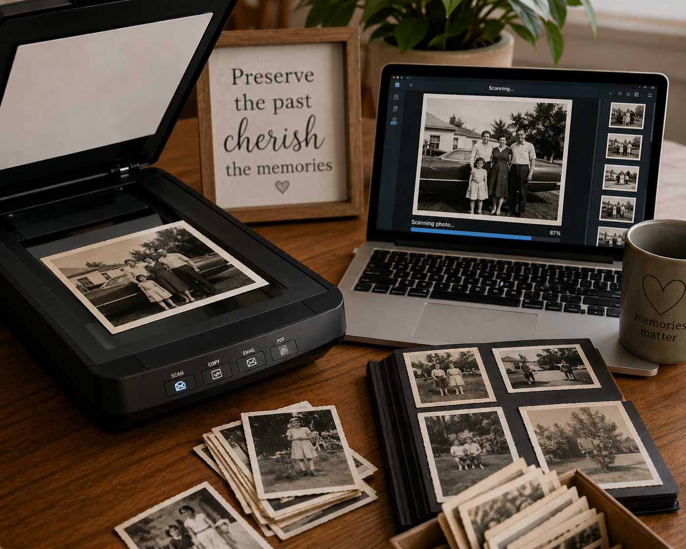 Photo scanning and organizing example
